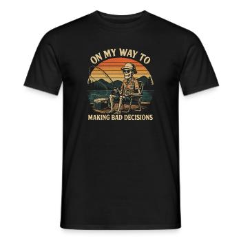 Fishing Humor On My Way To Making Bad Decisions - Men's T-Shirt - black - Front - AI Model Male 178 light (178cm)