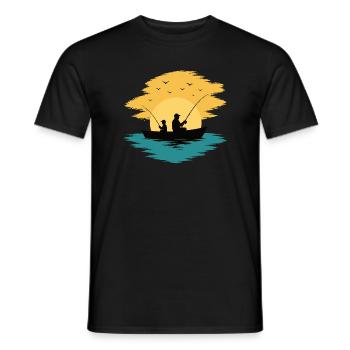 Papa Enfant Bateau de pêche Chemise au coucher du soleil - T-shirt homme - noir - Devant - AI Model Male 178 light (178cm)