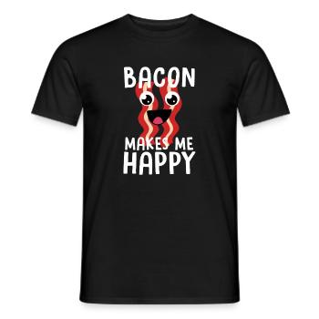 Bacon Makes Me Happy: Fun Bacon Mood - Men's T-Shirt - black - Front - AI Model Male 178 light (178cm)