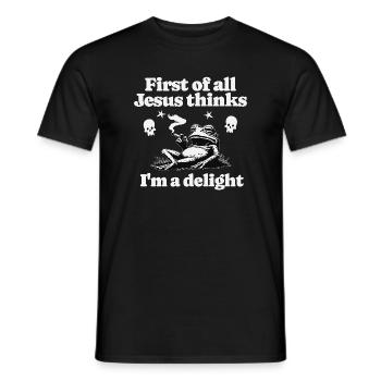 First of All Jesus Thinks I'm A Delight Frog - Men's T-Shirt - black - Front - AI Model Male 178 light (178cm)