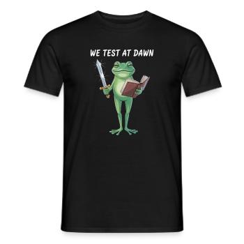 Dawn Quest Froschschwert und Schriftrolle - Männer T-Shirt - Schwarz - Vorne - AI Model Male 178 light (178cm)