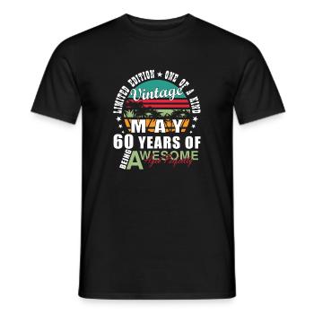 Vintage May 60 Year Old Awesome - Men's T-Shirt - black - Front - AI Model Male 178 light (178cm)