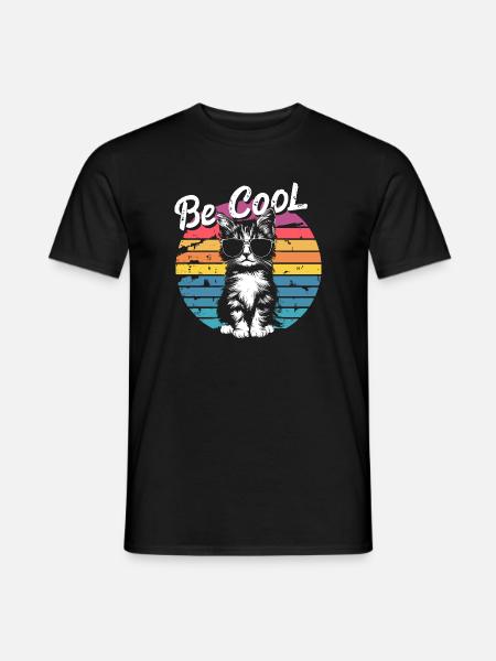 Be Cool Retro Cat Sunglasses - Men's T-Shirt - black