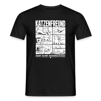 Katzenfreund Liebe Katze Comic - Männer T-Shirt - Schwarz - Vorne - AI Model Male 178 light (178cm)