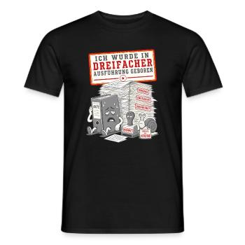 Ich wurde in dreifacher Ausführung geboren - Männer T-Shirt - Schwarz - Vorne - AI Model Male 178 light (178cm)