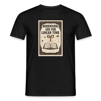 Signets temporels linéaires | Livre de science-fiction - T-shirt homme - noir - Devant - AI Model Male 178 light (178cm)