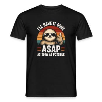 Slow As Possible Sloth Retro - Men's T-Shirt - black - Front - AI Model Male 178 light (178cm)