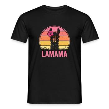 Lamama Llama Mom Mother Animal Lover - Men's T-Shirt - black - Front - AI Model Male 178 light (178cm)