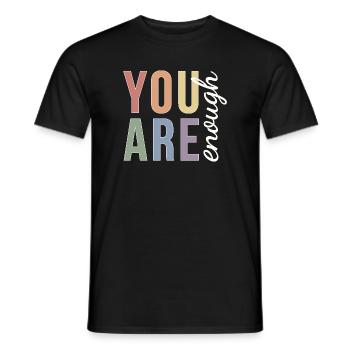 You Are Enough Typography in Pastel Pride - Men's T-Shirt - black - Front - AI Model Male 178 light (178cm)