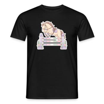 Obstacle au saut à cheval pastel - T-shirt homme - noir - Devant - AI Model Male 178 light (178cm)