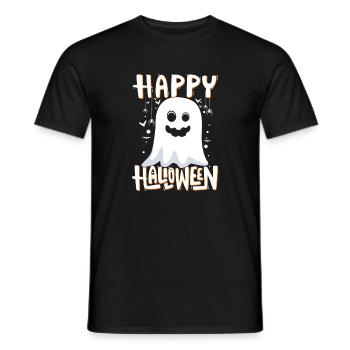 Happy Halloween Ghost Illustration - Men's T-Shirt - black - Front - AI Model Male 178 light (178cm)