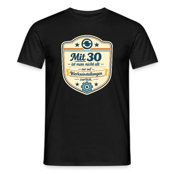 Mit 30 Zurück auf Werkseinstellungen - Männer T-Shirt - Schwarz - Vorne - AI Model Male 178 light (178cm)