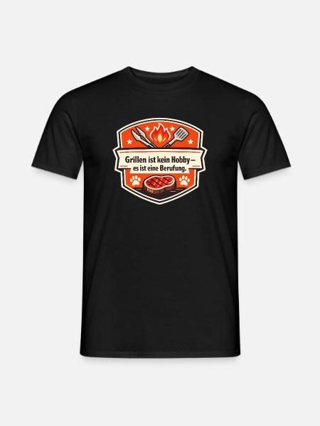 Grillen ist Berufung - Männer T-Shirt - Schwarz