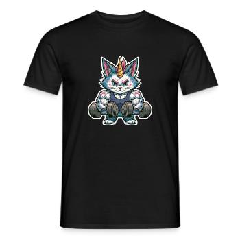 Licorne Chat Culturiste pour Gym Men Fitness - T-shirt homme - noir - Devant - AI Model Male 178 light (178cm)