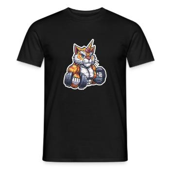 Licorne Chat Culturiste pour Gym Men Fitness - T-shirt homme - noir - Devant - AI Model Male 178 light (178cm)