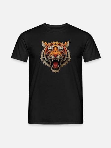 Tiger Head Roaring - Men's T-Shirt - black