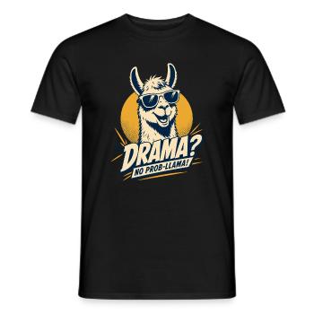 Drama No Prob Llama Humor - Men's T-Shirt - black - Front - AI Model Male 178 light (178cm)