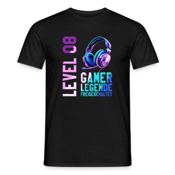 8. Geburtstag Junge Mädchen Gaming Level 8 Jahre - Männer T-Shirt - Schwarz - Vorne - AI Model Male 178 light (178cm)