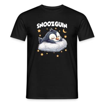 Snoozguin Penguin Pyjama du matin Grognon Lève-toi tard - T-shirt homme - noir - Devant - AI Model Male 178 light (178cm)
