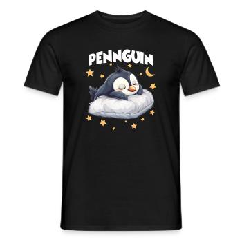 Penguin Pingouin Pyjama du matin Grognon Lève-tard-là - T-shirt homme - noir - Devant - AI Model Male 178 light (178cm)