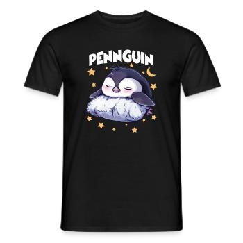 Penguin Pingouin Pyjama Lève-tard, Râle du matin - T-shirt homme - noir - Devant - AI Model Male 178 light (178cm)