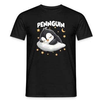 Câlin Penguin Pingouin Sleepyheads Lève-tard, câlin - T-shirt homme - noir - Devant - AI Model Male 178 light (178cm)
