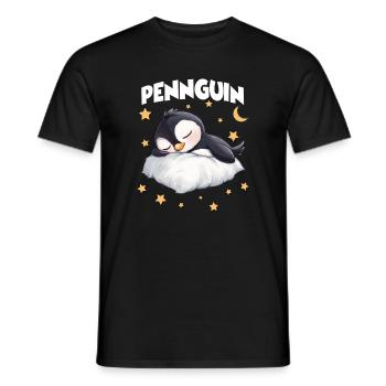 Pennguin Pinguin Pyjama müde Morgenmuffel Langschl - T-shirt homme - noir - Devant - AI Model Male 178 light (178cm)