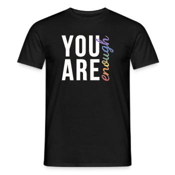 You Are Enough Typography Rainbow Pride - Men's T-Shirt - black - Front - AI Model Male 178 light (178cm)