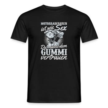 Motorrad Humor Sex Gummi Vertrauen - Männer T-Shirt - Schwarz - Vorne - AI Model Male 178 light (178cm)