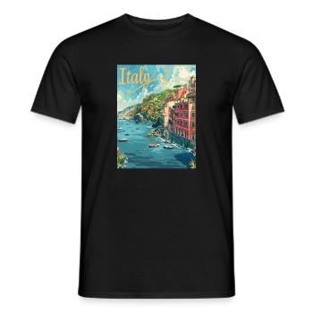 Paysage côtier italien des Cinque Terre - T-shirt homme - noir - Devant - AI Model Male 178 light (178cm)