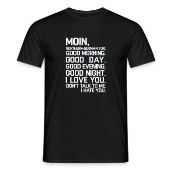 Moin Norddeutsch Gefühlsmix Design - Men's T-Shirt - black - Front - AI Model Male 178 light (178cm)