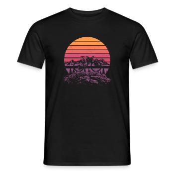 Retro MTB Mountain Bike Alps Sunset Trail Bike - Men's T-Shirt - black - Front - AI Model Male 178 light (178cm)