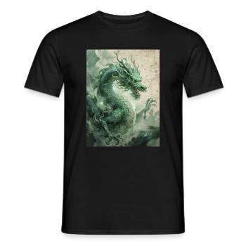 Le Souverain d'Orient : Le Dragon Azur (Qinglong) - T-shirt homme - noir - Devant - AI Model Male 178 light (178cm)