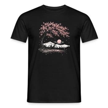 Kirschblüte Kirschbaum Fahrrad  - Männer T-Shirt - Schwarz - Vorne - AI Model Male 178 light (178cm)