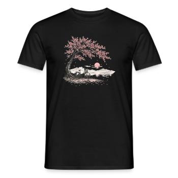 Cherry Blossom Cherry Tree Bicycle Dutch Bike Japan - Men's T-Shirt - black - Front - AI Model Male 178 light (178cm)