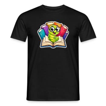 Cheerful Bookworm - Men's T-Shirt - black - Front - AI Model Male 178 light (178cm)