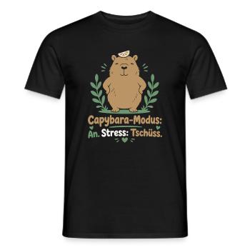 Capybara-Modus — Stress hat Tschüss gesagt - Männer T-Shirt - Schwarz - Vorne - AI Model Male 178 light (178cm)