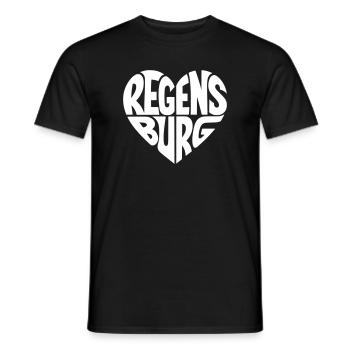 Regensburg Herzdesign - Männer T-Shirt - Schwarz - Vorne - AI Model Male 178 light (178cm)