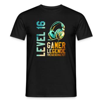 16. Geburtstag Junge Mädchen Gaming Level 16 Jahre - Männer T-Shirt - Schwarz - Vorne - AI Model Male 178 light (178cm)