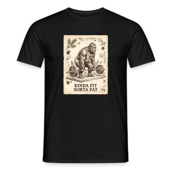 Kinda Fit Sorta Fat Bigfoot Weightlifting - Men's T-Shirt - black - Front - AI Model Male 178 light (178cm)