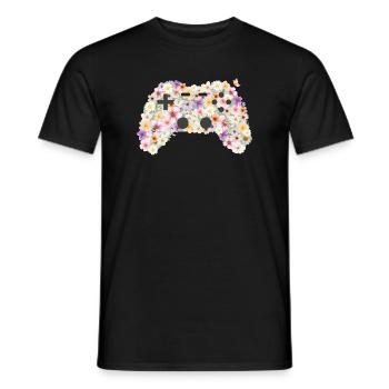 Floral Gamepad: Blütenkunst Controller - Männer T-Shirt - Schwarz - Vorne - AI Model Male 178 light (178cm)