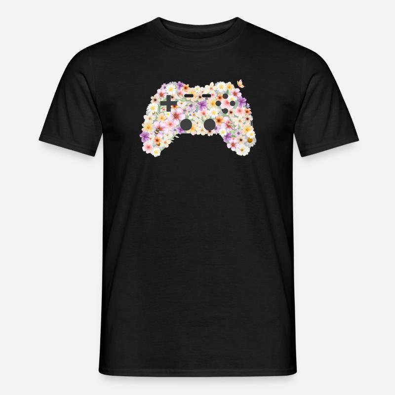 Floral Gamepad: Blütenkunst Controller - Männer T-Shirt - Schwarz