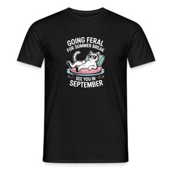 Funny Cat Summer Break Going Feral Teacher - Men's T-Shirt - black - Front - AI Model Male 178 light (178cm)