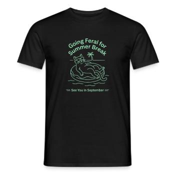 Funny Cat Summer Break Going Feral Teacher - Men's T-Shirt - black - Front - AI Model Male 178 light (178cm)