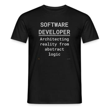 Software Developer: Logic Meets Reality - Men's T-Shirt - black - Front - AI Model Male 178 light (178cm)