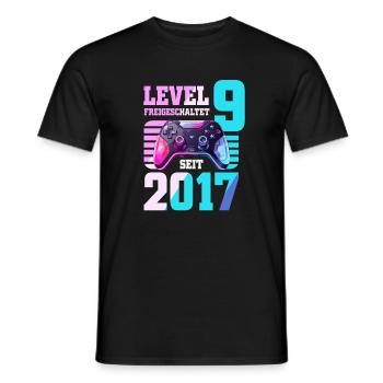 9. Geburtstag Junge Mädchen 2017 Gaming Level 9 - Männer T-Shirt - Schwarz - Vorne - AI Model Male 178 light (178cm)