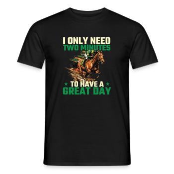 Deux minutes : Humour de courses hippiques de grande journée - T-shirt homme - noir - Devant - AI Model Male 178 light (178cm)