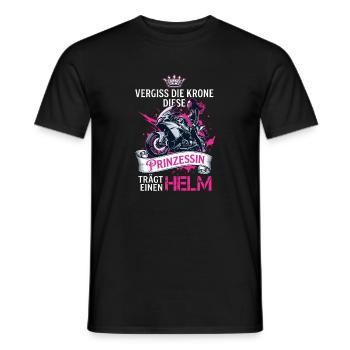 Motorrad Prinzessin Trägt Helm Bikerin - Männer T-Shirt - Schwarz - Vorne - AI Model Male 178 light (178cm)