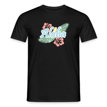 Aloha Tropical Summer Flowers - Men's T-Shirt - black - Front - AI Model Male 178 light (178cm)