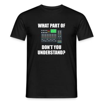 What part of Tontechniker Toningenieur - Men's T-Shirt - black - Front - AI Model Male 178 light (178cm)